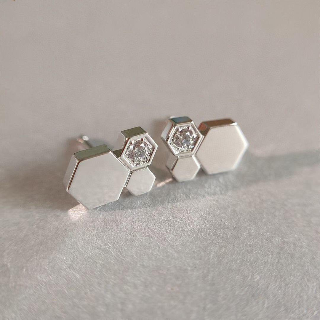 [AuraEcho Jewelry]BEE LOVE SILVER DIAMOND EARRINGS