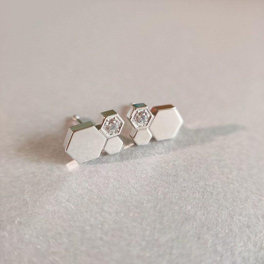 [AuraEcho Jewelry]BEE LOVE SILVER DIAMOND EARRINGS