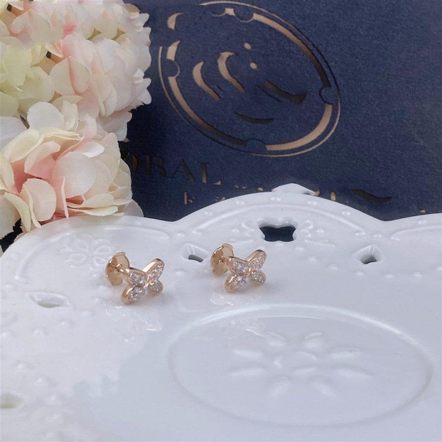[AuraEcho Jewelry]JEUX DE PINK GOLD DIAMOND EARRINGS