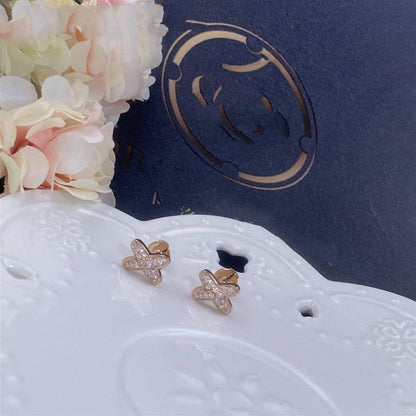 [AuraEcho Jewelry]JEUX DE PINK GOLD DIAMOND EARRINGS