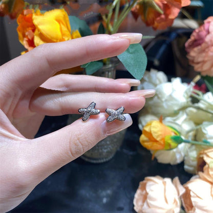[AuraEcho Jewelry]JEUX DE SILVER DIAMOND EARRINGS