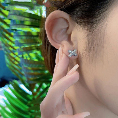 [AuraEcho Jewelry]JEUX DE SILVER DIAMOND EARRINGS