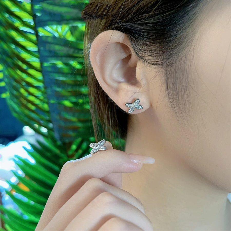 [AuraEcho Jewelry]JEUX DE SILVER DIAMOND EARRINGS