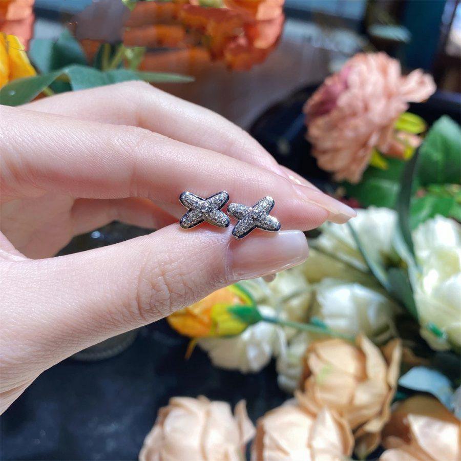 [AuraEcho Jewelry]JEUX DE SILVER DIAMOND EARRINGS