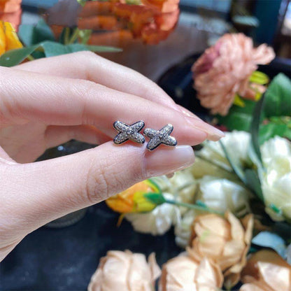[AuraEcho Jewelry]JEUX DE SILVER DIAMOND EARRINGS