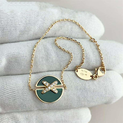 [AuraEcho Jewelry]JEUX DE BRACELET MALACHITE PINK GOLD DIAMONDS