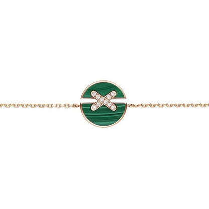 [AuraEcho Jewelry]JEUX DE BRACELET MALACHITE PINK GOLD DIAMONDS
