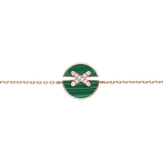 [AuraEcho Jewelry]JEUX DE BRACELET MALACHITE PINK GOLD DIAMONDS