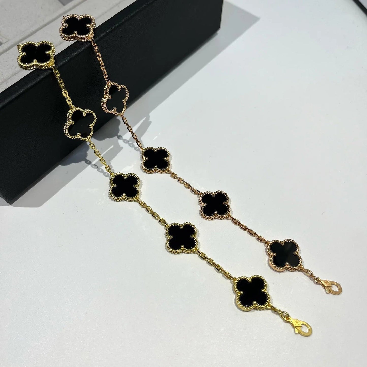 [AuraEcho Jewelry]CLOVER  5 MOTIFS BLACK ONYX BRACELET