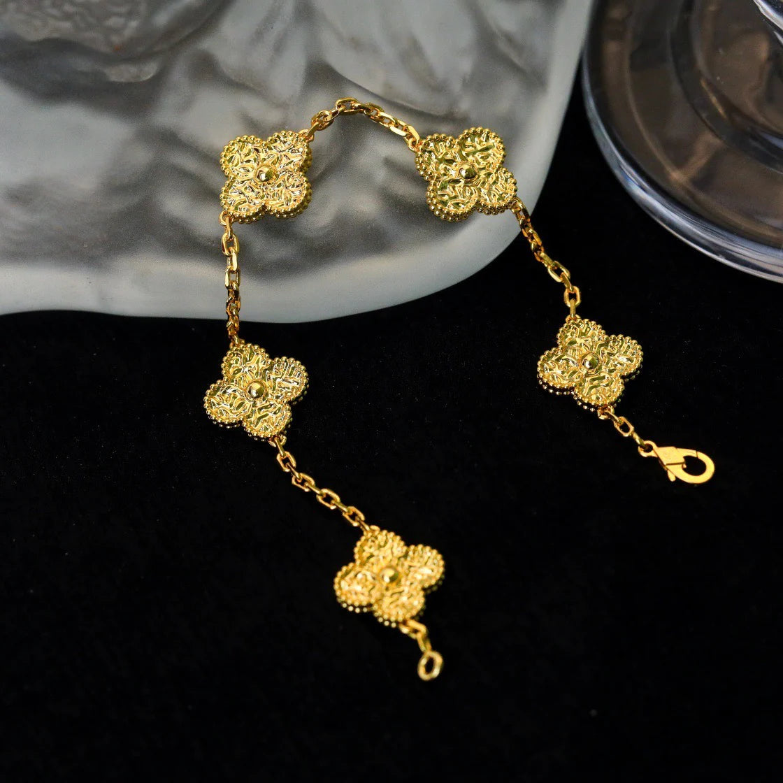[AuraEcho Jewelry]CLOVER 5 MOTIFS BRONZING BRACELET