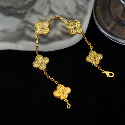 [AuraEcho Jewelry]CLOVER 5 MOTIFS BRONZING BRACELET