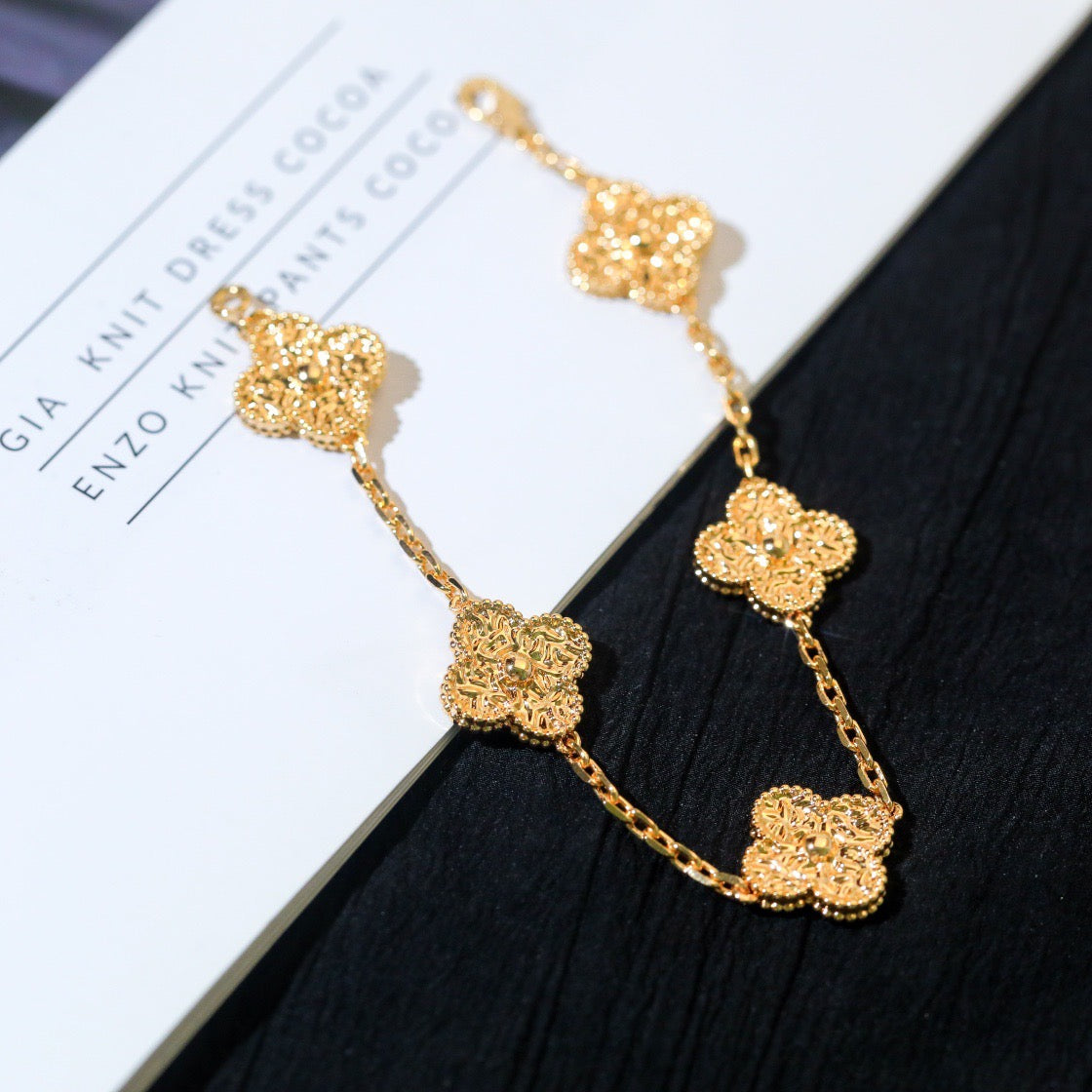 [AuraEcho Jewelry]CLOVER 5 MOTIFS BRONZING BRACELET