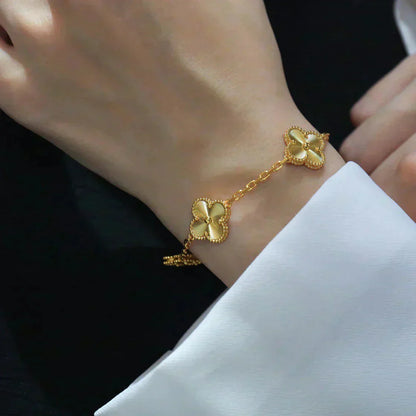 [AuraEcho Jewelry]CLOVER 5 FLOWERS LASER BRACELET