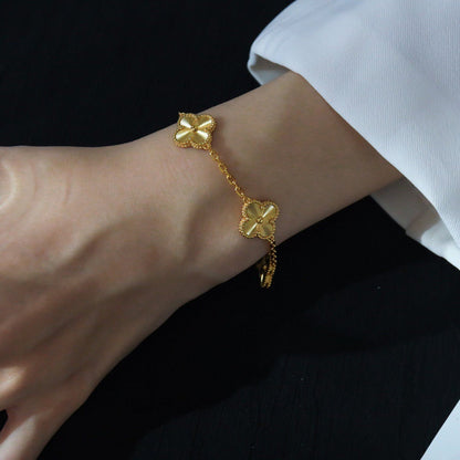 [AuraEcho Jewelry]CLOVER 5 FLOWERS LASER BRACELET