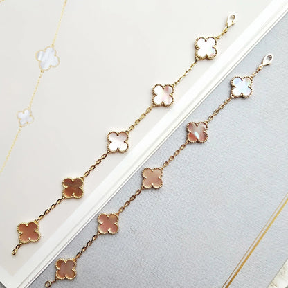 [AuraEcho Jewelry]CLOVER 5 PINK MOP BRACELET