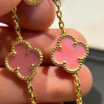[AuraEcho Jewelry]CLOVER 5 PINK MOP BRACELET