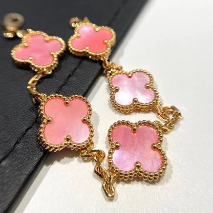 [AuraEcho Jewelry]CLOVER 5 PINK MOP BRACELET