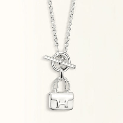 [AuraEcho Jewelry]POP H PEDANT SILVER NECKLACE