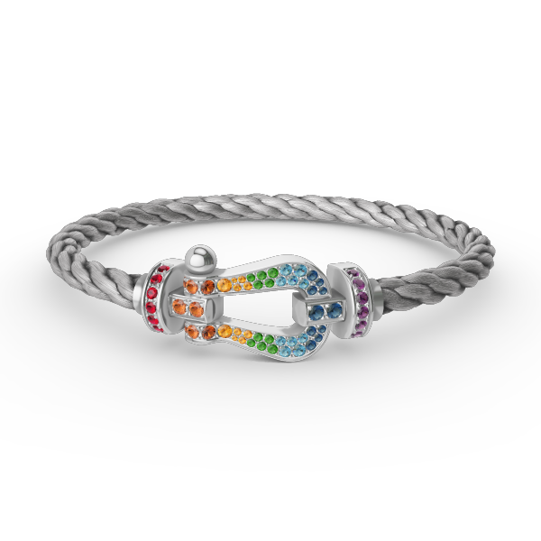 [AuraEcho Jewelry]FORC LARGE HORSESHOE  COLORED DIAMOND BRACELET SILVER