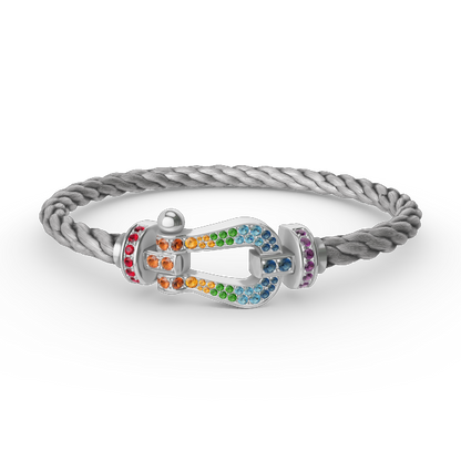 [AuraEcho Jewelry]FORC LARGE HORSESHOE  COLORED DIAMOND BRACELET SILVER