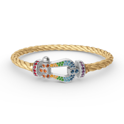 [AuraEcho Jewelry]FORC LARGE HORSESHOE  COLORED DIAMOND BRACELET SILVER