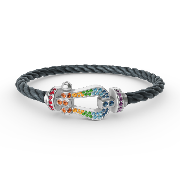 [AuraEcho Jewelry]FORC LARGE HORSESHOE  COLORED DIAMOND BRACELET SILVER