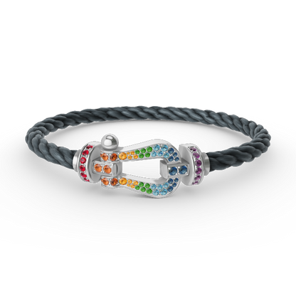 [AuraEcho Jewelry]FORC LARGE HORSESHOE  COLORED DIAMOND BRACELET SILVER