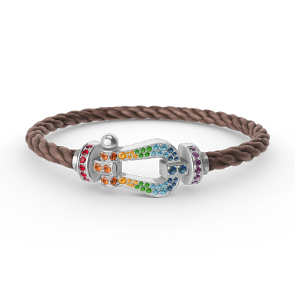 [AuraEcho Jewelry]FORC LARGE HORSESHOE  COLORED DIAMOND BRACELET SILVER