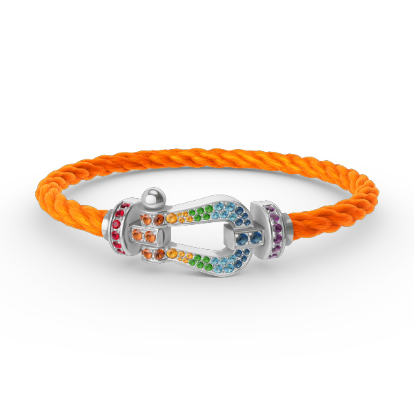 [AuraEcho Jewelry]FORC LARGE HORSESHOE  COLORED DIAMOND BRACELET SILVER