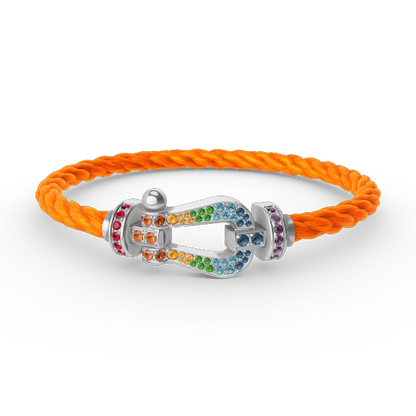 [AuraEcho Jewelry]FORC LARGE HORSESHOE  COLORED DIAMOND BRACELET SILVER