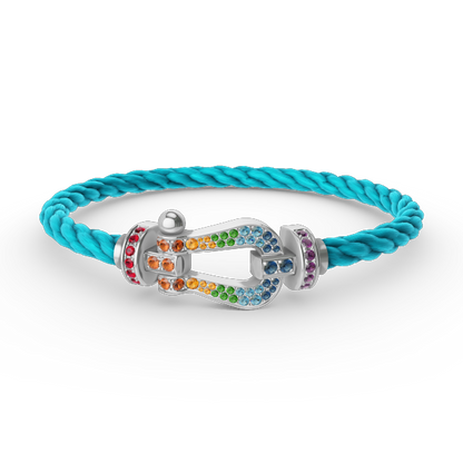 [AuraEcho Jewelry]FORC LARGE HORSESHOE  COLORED DIAMOND BRACELET SILVER