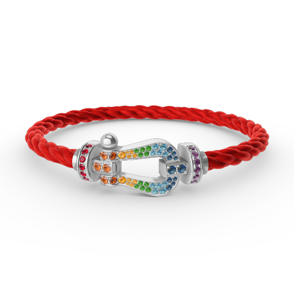 [AuraEcho Jewelry]FORC LARGE HORSESHOE  COLORED DIAMOND BRACELET SILVER