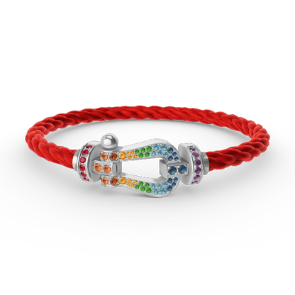 [AuraEcho Jewelry]FORC LARGE HORSESHOE  COLORED DIAMOND BRACELET SILVER