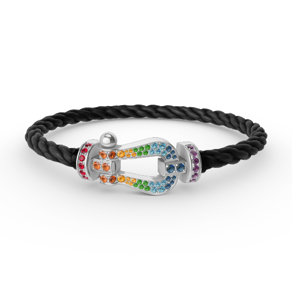 [AuraEcho Jewelry]FORC LARGE HORSESHOE  COLORED DIAMOND BRACELET SILVER