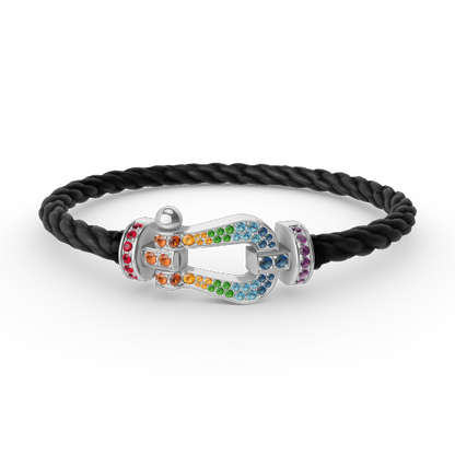 [AuraEcho Jewelry]FORC LARGE HORSESHOE  COLORED DIAMOND BRACELET SILVER