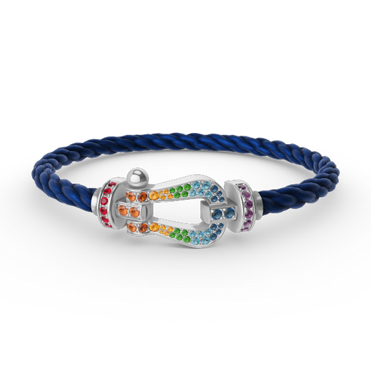 [AuraEcho Jewelry]FORC LARGE HORSESHOE  COLORED DIAMOND BRACELET SILVER