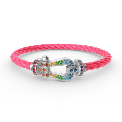 [AuraEcho Jewelry]FORC LARGE HORSESHOE  COLORED DIAMOND BRACELET SILVER