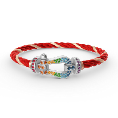 [AuraEcho Jewelry]FORC LARGE HORSESHOE  COLORED DIAMOND BRACELET SILVER