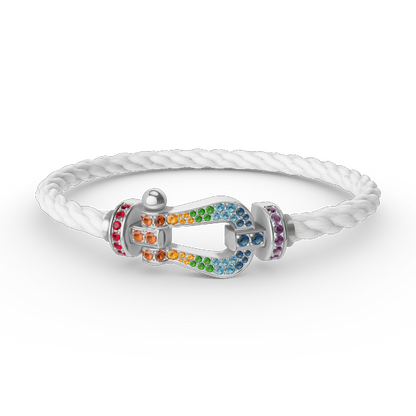 [AuraEcho Jewelry]FORC LARGE HORSESHOE  COLORED DIAMOND BRACELET SILVER