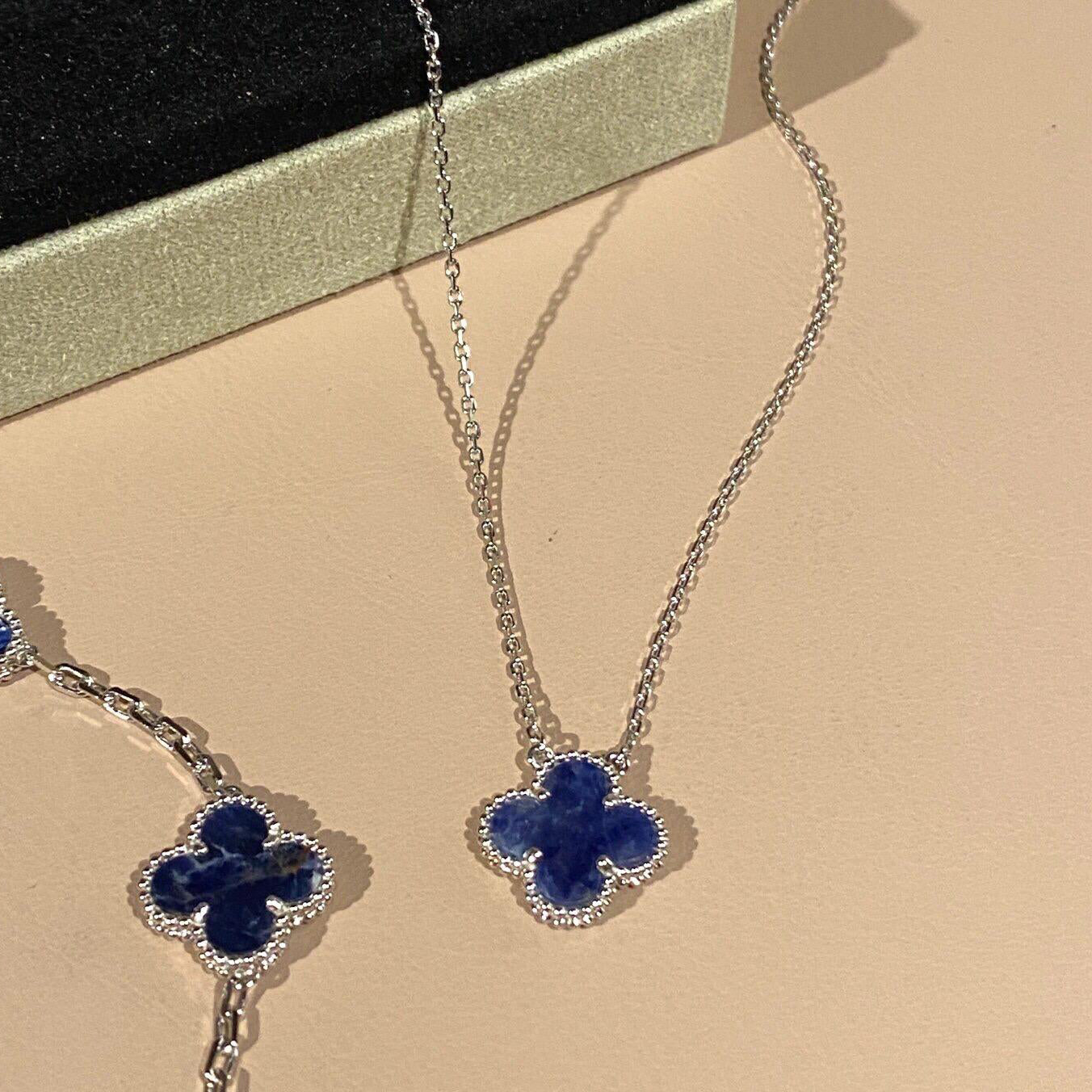 [AuraEcho Jewelry]CLOVER 15MM PIETERSITE NECKLACE SILVER