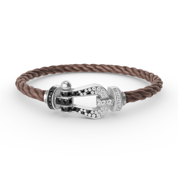 [AuraEcho Jewelry]FORCE LARGE HORSESHOE BLACK WHITE DIAMOND BRACELET SILVER