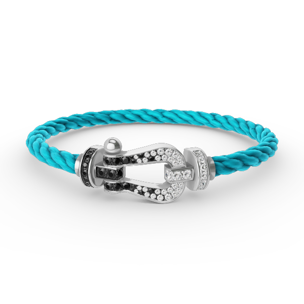 [AuraEcho Jewelry]FORCE LARGE HORSESHOE BLACK WHITE DIAMOND BRACELET SILVER