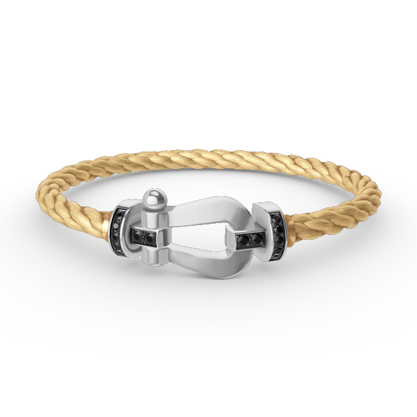 [AuraEcho Jewelry]FORCE LARGE HORSESHOE BLACK DIAMOND BRACELET SILVER