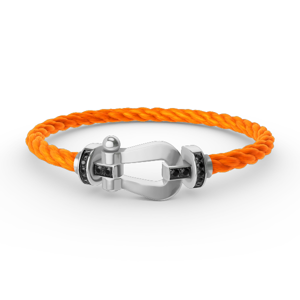 [AuraEcho Jewelry]FORCE LARGE HORSESHOE BLACK DIAMOND BRACELET SILVER