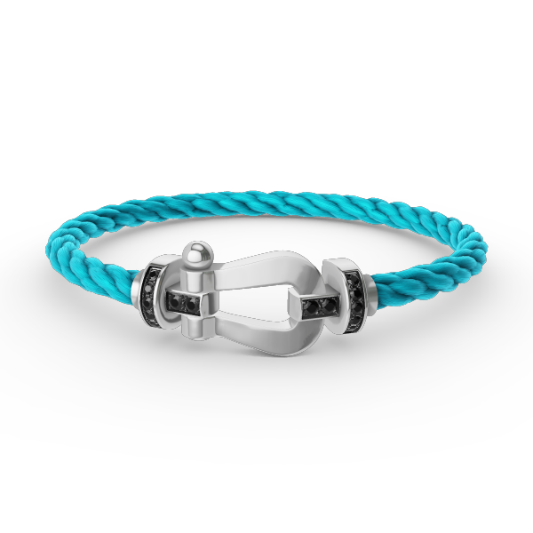[AuraEcho Jewelry]FORCE LARGE HORSESHOE BLACK DIAMOND BRACELET SILVER