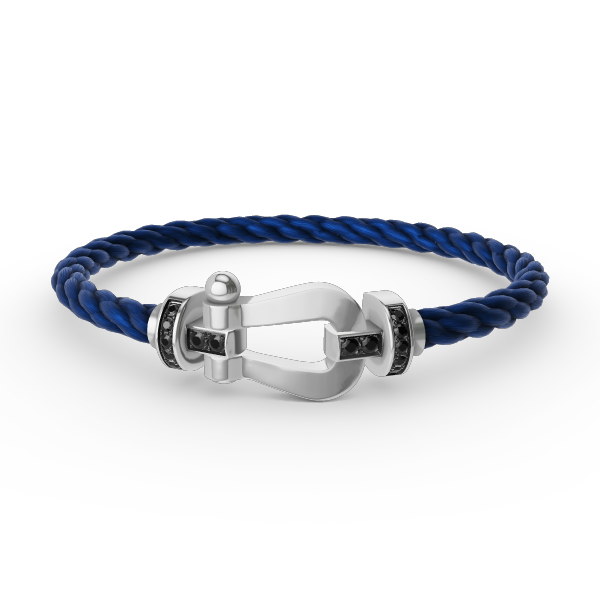 [AuraEcho Jewelry]FORCE LARGE HORSESHOE BLACK DIAMOND BRACELET SILVER