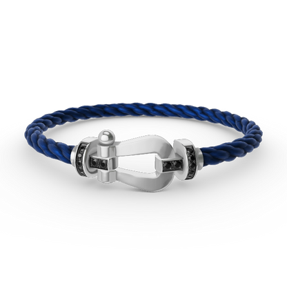 [AuraEcho Jewelry]FORCE LARGE HORSESHOE BLACK DIAMOND BRACELET SILVER