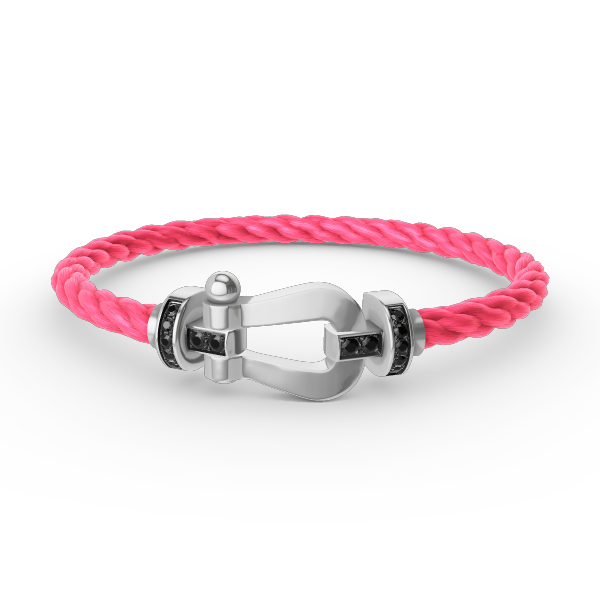 [AuraEcho Jewelry]FORCE LARGE HORSESHOE BLACK DIAMOND BRACELET SILVER