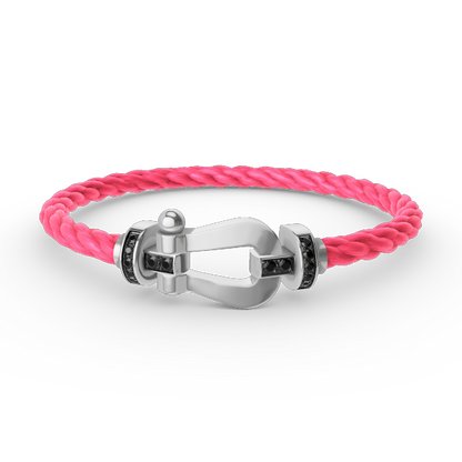 [AuraEcho Jewelry]FORCE LARGE HORSESHOE BLACK DIAMOND BRACELET SILVER