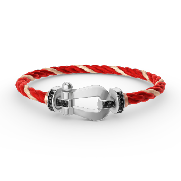 [AuraEcho Jewelry]FORCE LARGE HORSESHOE BLACK DIAMOND BRACELET SILVER
